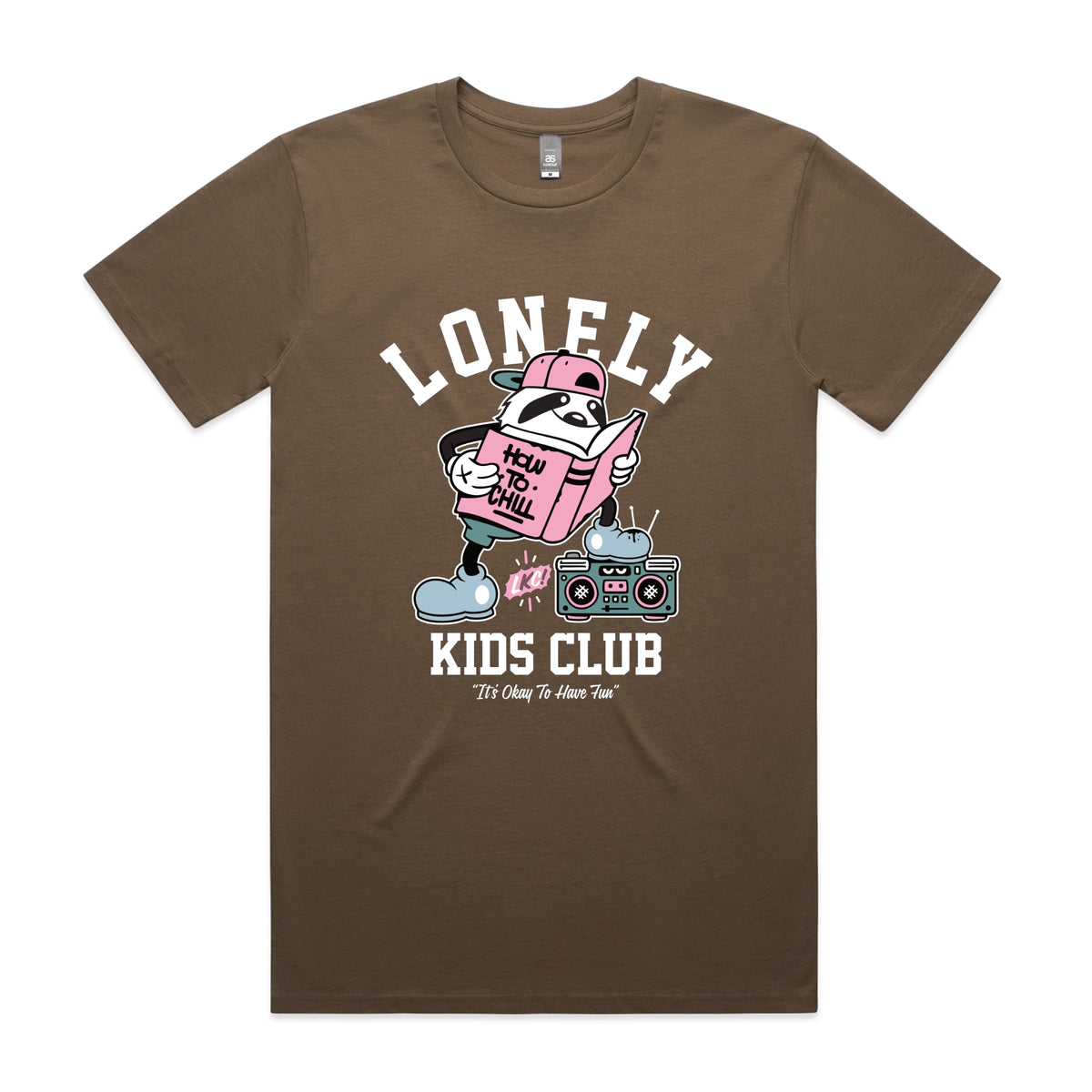 Walnut unisex t-shirt with Campus graphic by Lonely Kids Club