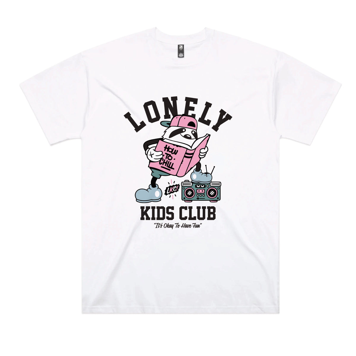 White oversized t-shirt with Campus graphic by Lonely Kids Club