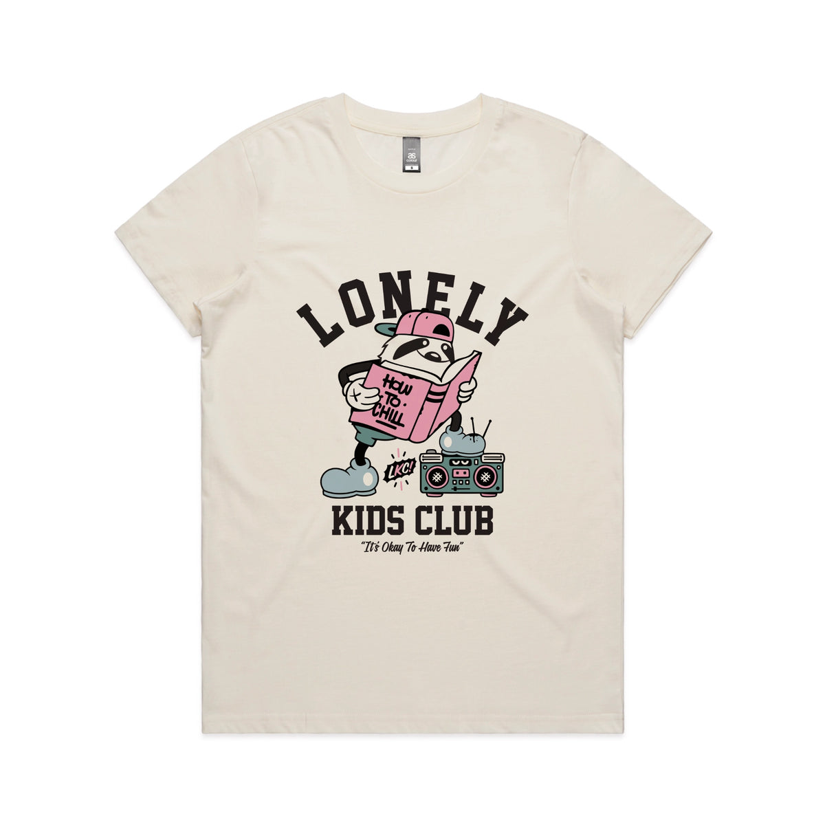 Ecru fitted womens t-shirt with Campus graphic by Lonely Kids Club