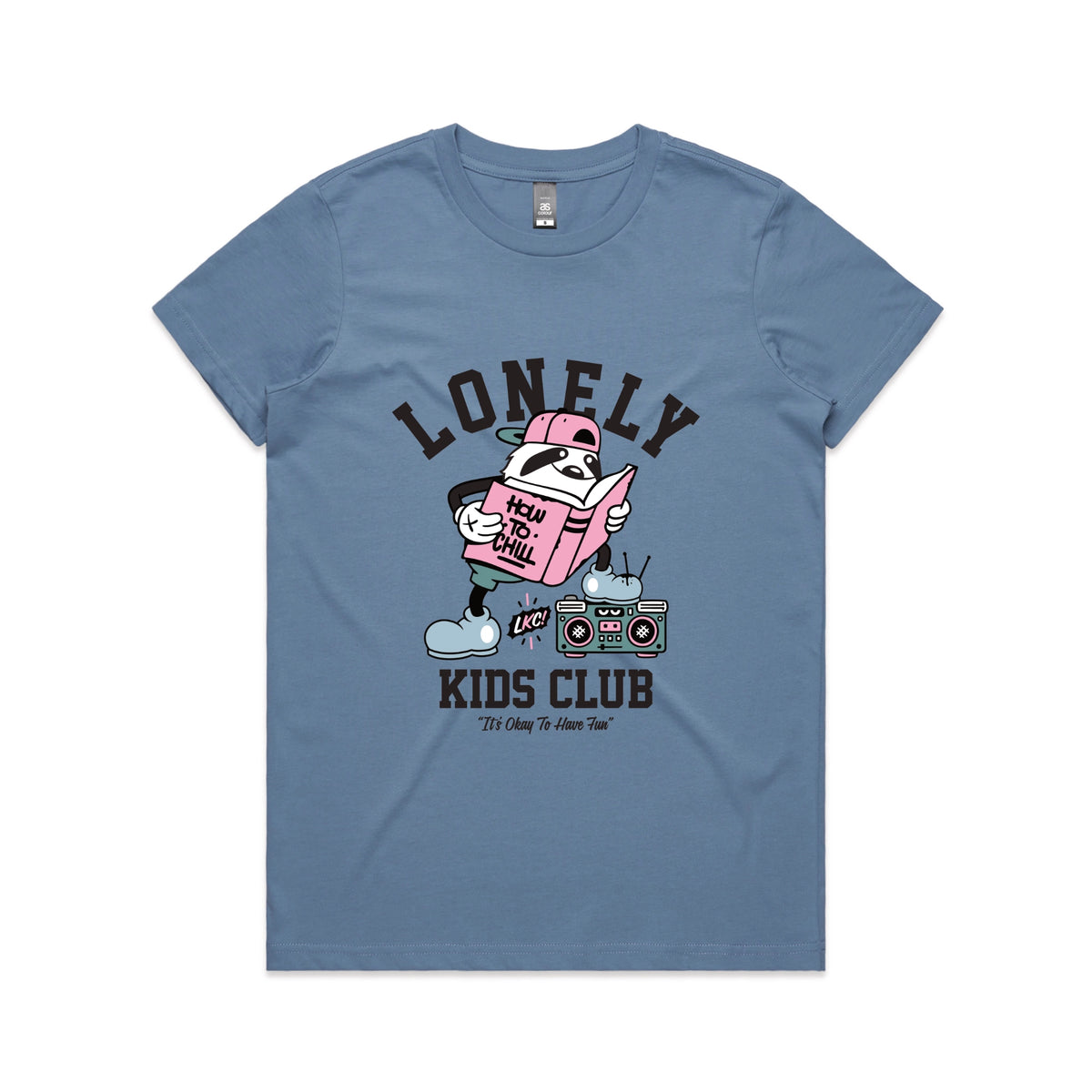 Carolina Blue fitted womens t-shirt with Campus graphic by Lonely Kids Club