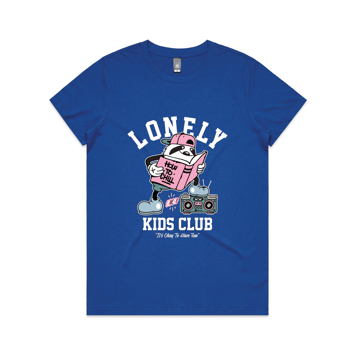 Royal Blue fitted womens t-shirt with Campus graphic by Lonely Kids Club