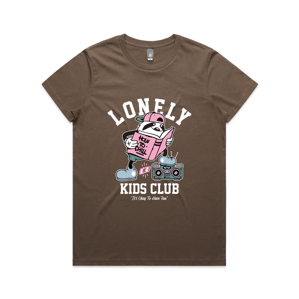 Walnut fitted womens t-shirt with Campus graphic by Lonely Kids Club