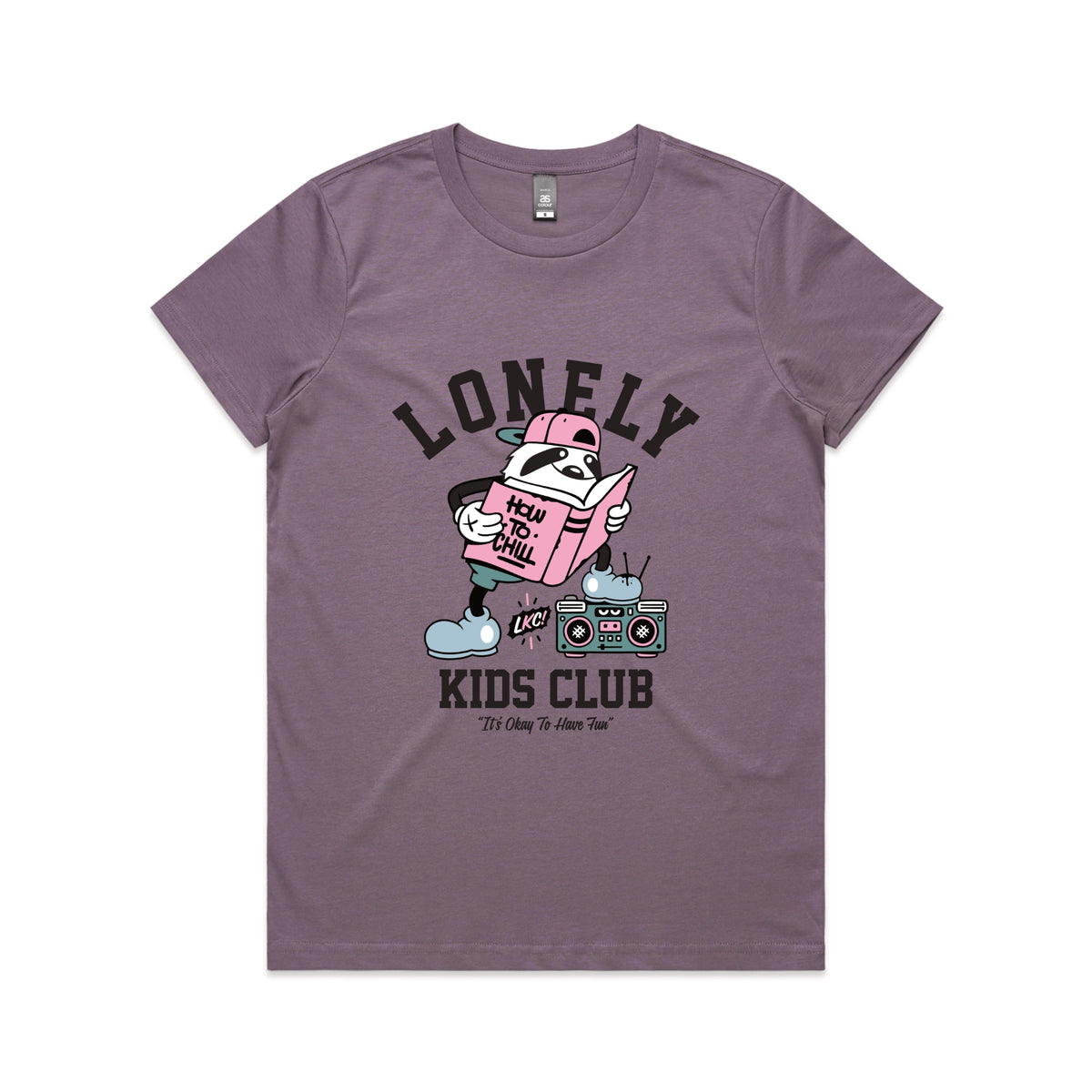 Mauve fitted womens t-shirt with Campus graphic by Lonely Kids Club