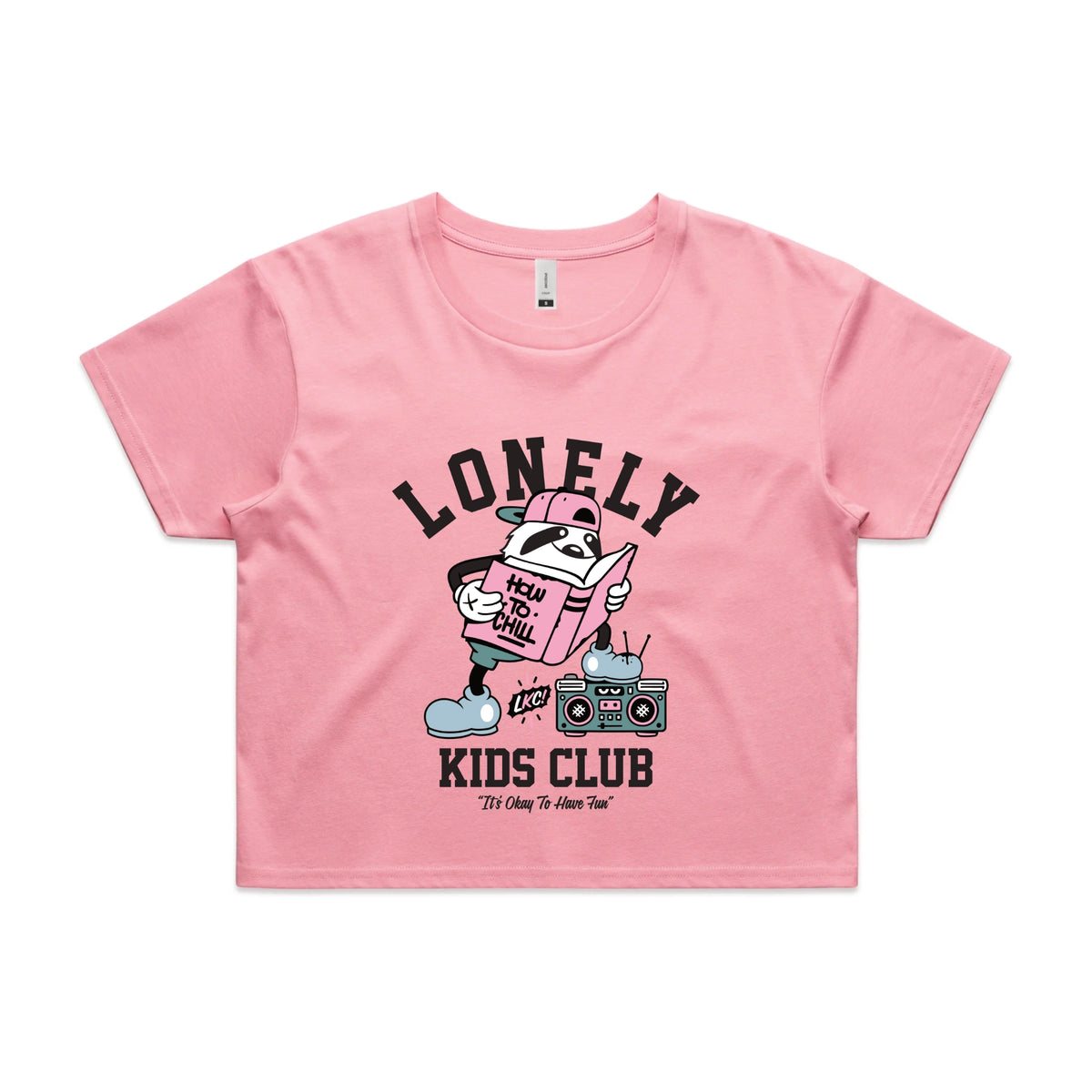 Bubblegum crop top with Campus graphic by Lonely Kids Club