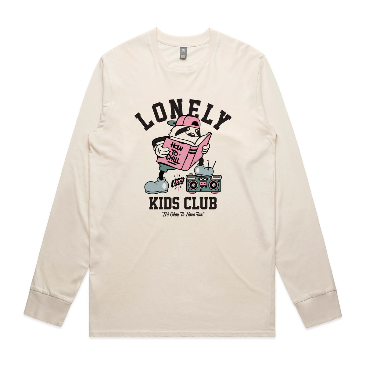 Ecru long sleeve t-shirt with Campus graphic by Lonely Kids Club