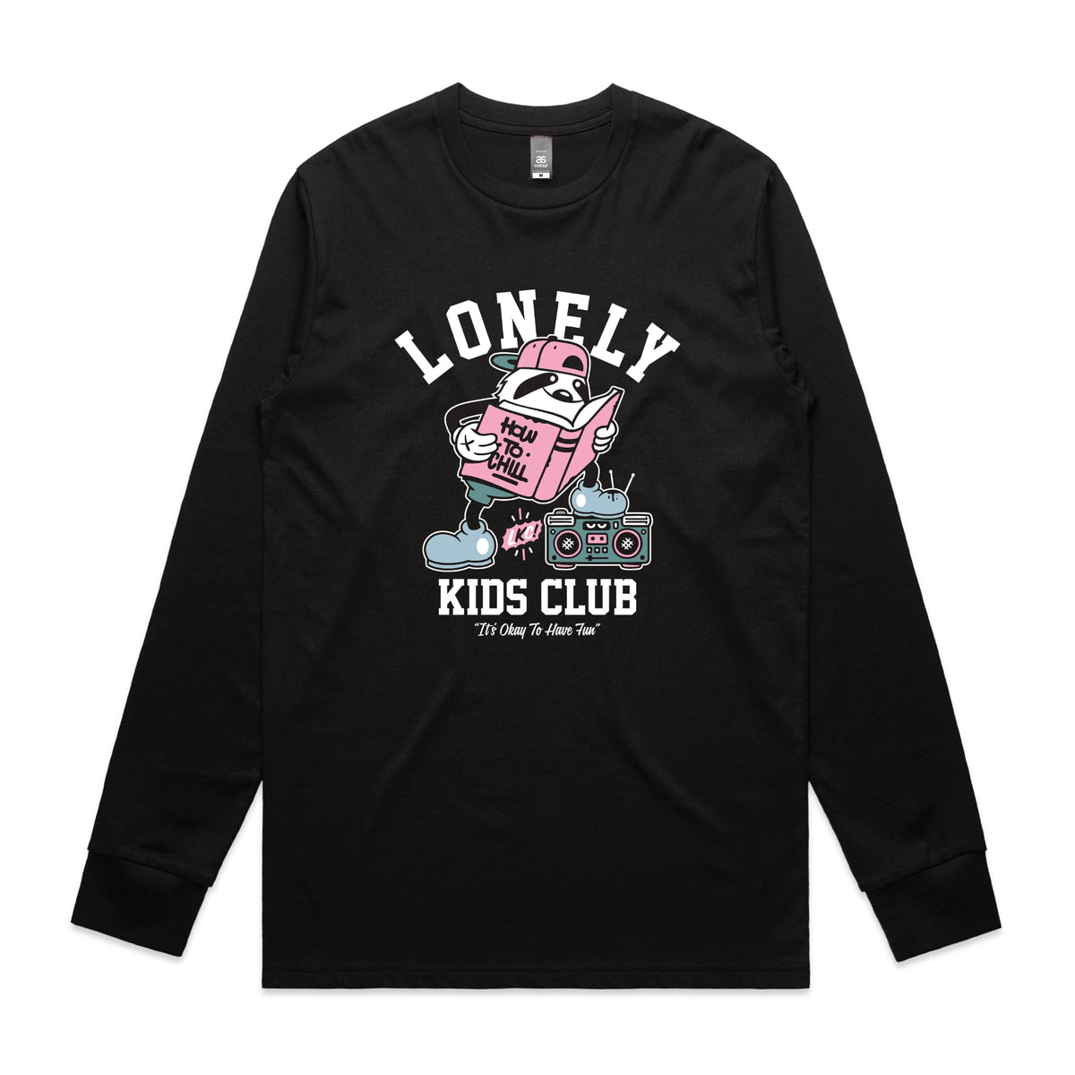 Black long sleeve t-shirt with Campus graphic by Lonely Kids Club