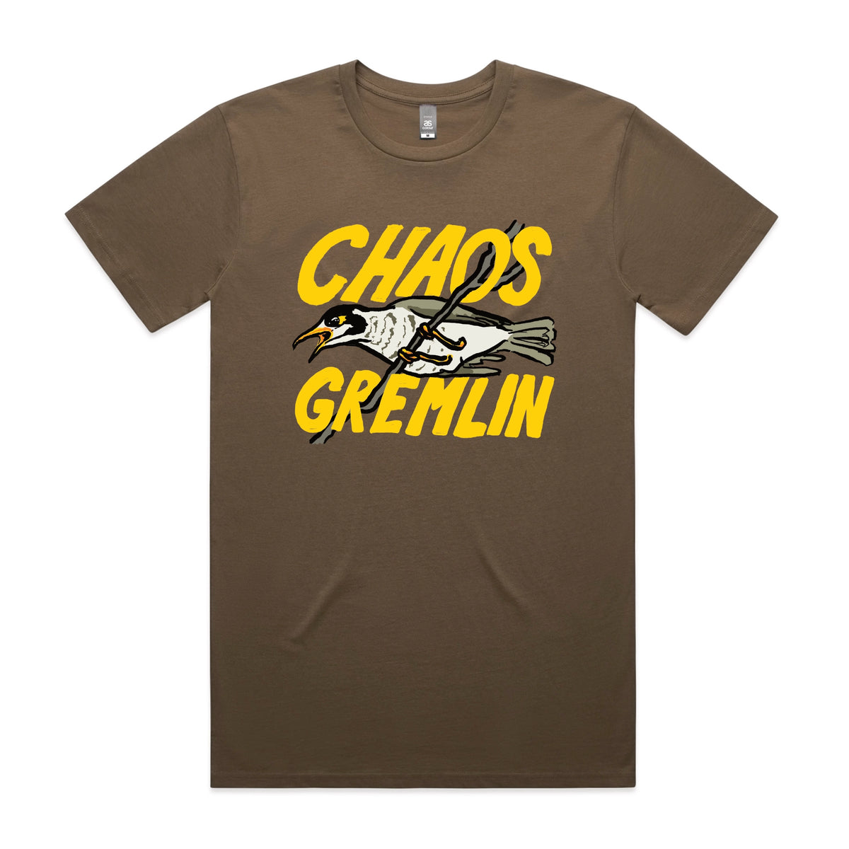 Walnut unisex t-shirt with Chaos Gremlin graphic by Lonely Kids Club