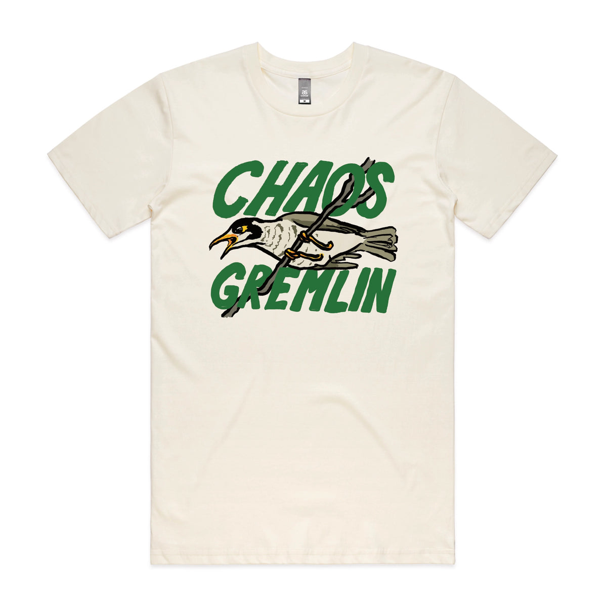 Ecru unisex t-shirt with Chaos Gremlin graphic by Lonely Kids Club