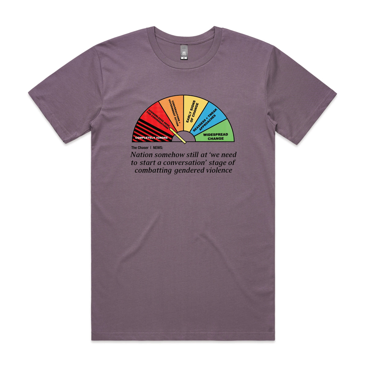 Mauve unisex t-shirt with Start A Conversation graphic by Lonely Kids Club