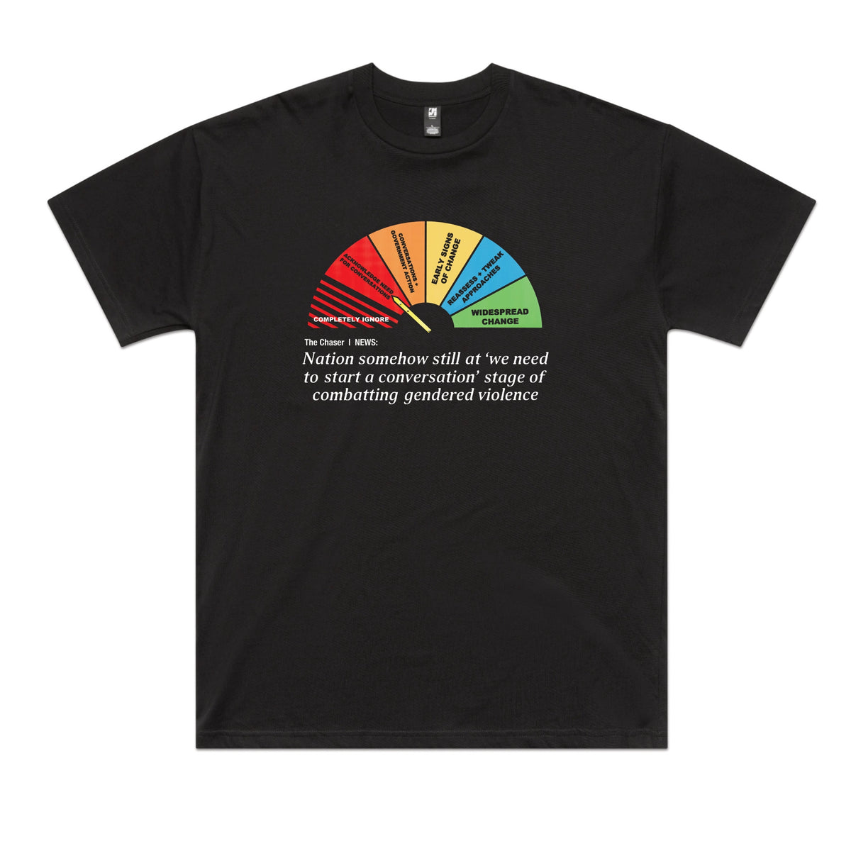 Black oversized t-shirt with Start A Conversation graphic by Lonely Kids Club