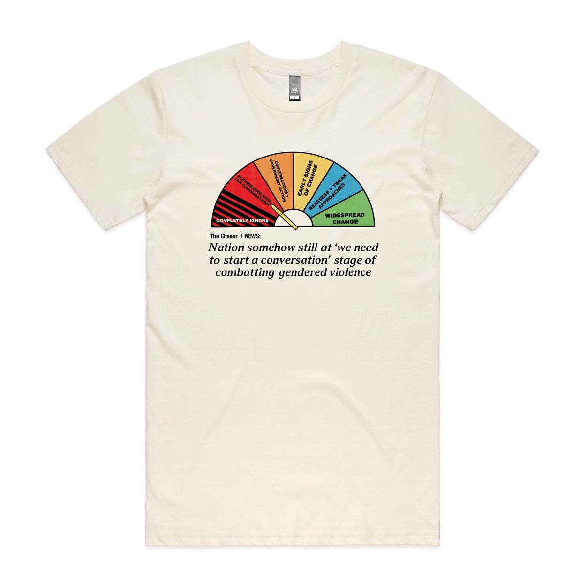 Ecru unisex t-shirt with Start A Conversation graphic by Lonely Kids Club