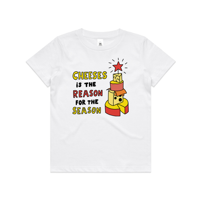 Cheeses Is The Reason Kids Tee by Lonely Kids Club. All clothing from our T-shirts to our shorts and hoodies are ethically made, and printed packed and shipped from Sydney.