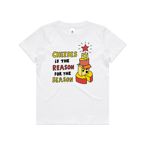 Cheeses Is The Reason Kids Tee by Lonely Kids Club. All clothing from our T-shirts to our shorts and hoodies are ethically made, and printed packed and shipped from Sydney.