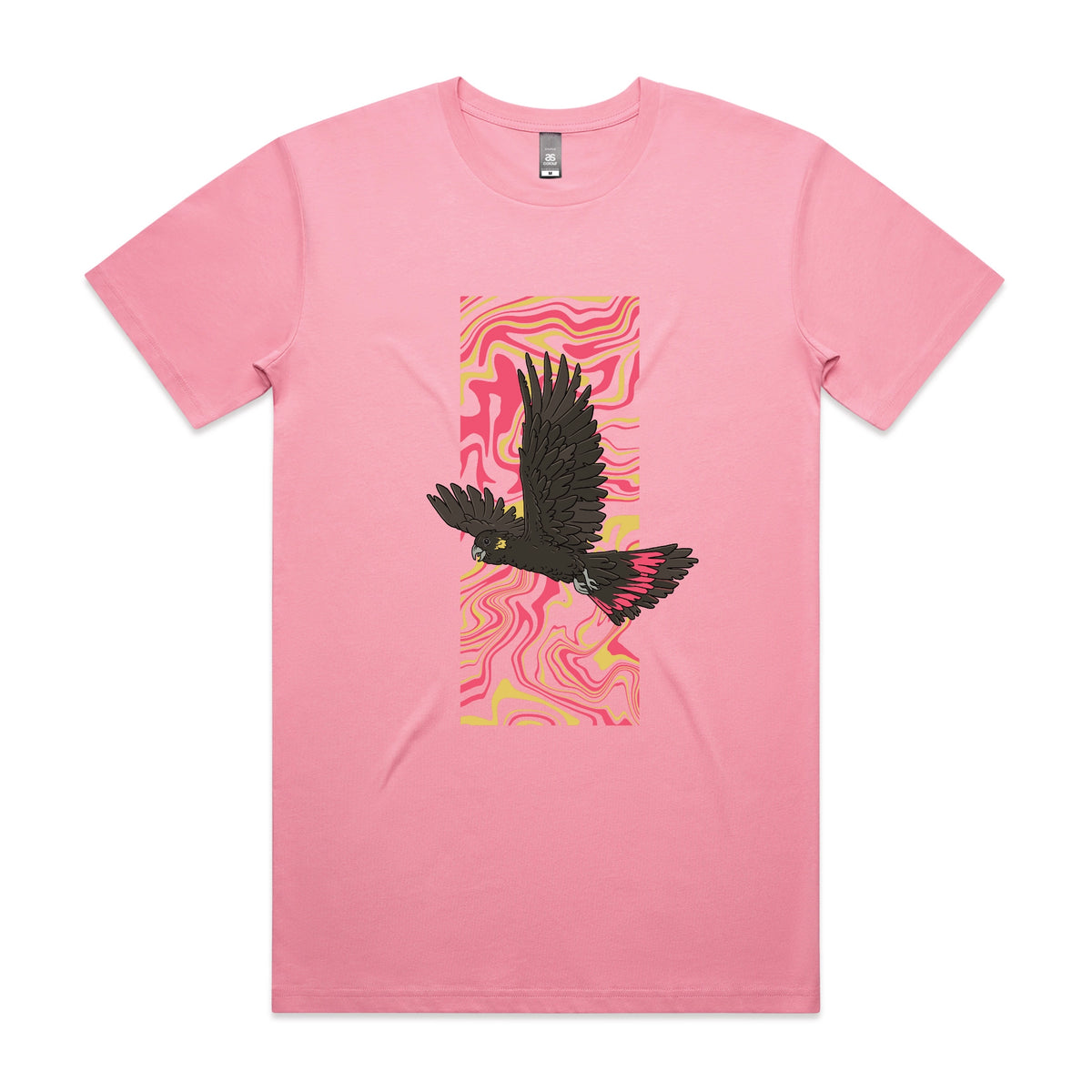 Bubblegum unisex t-shirt with Black Cockatoo Swirl graphic by Lonely Kids Club