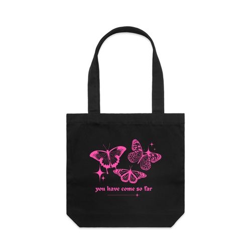 Come So Far Tote by Lonely Kids Club. All clothing from our T-shirts to our shorts and hoodies are ethically made, and printed packed and shipped from Sydney.
