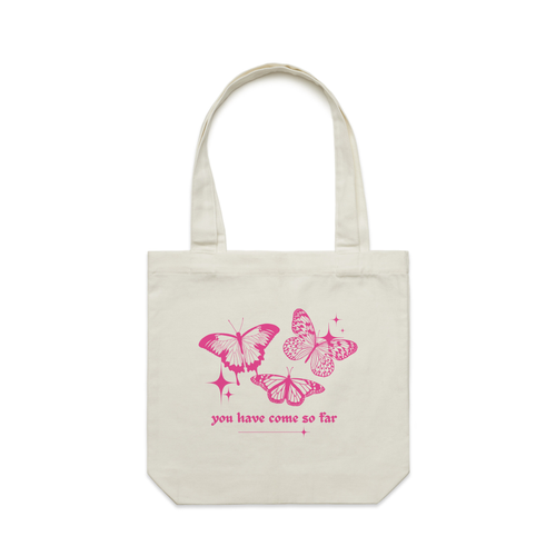 Come So Far Tote by Lonely Kids Club. All clothing from our T-shirts to our shorts and hoodies are ethically made, and printed packed and shipped from Sydney.
