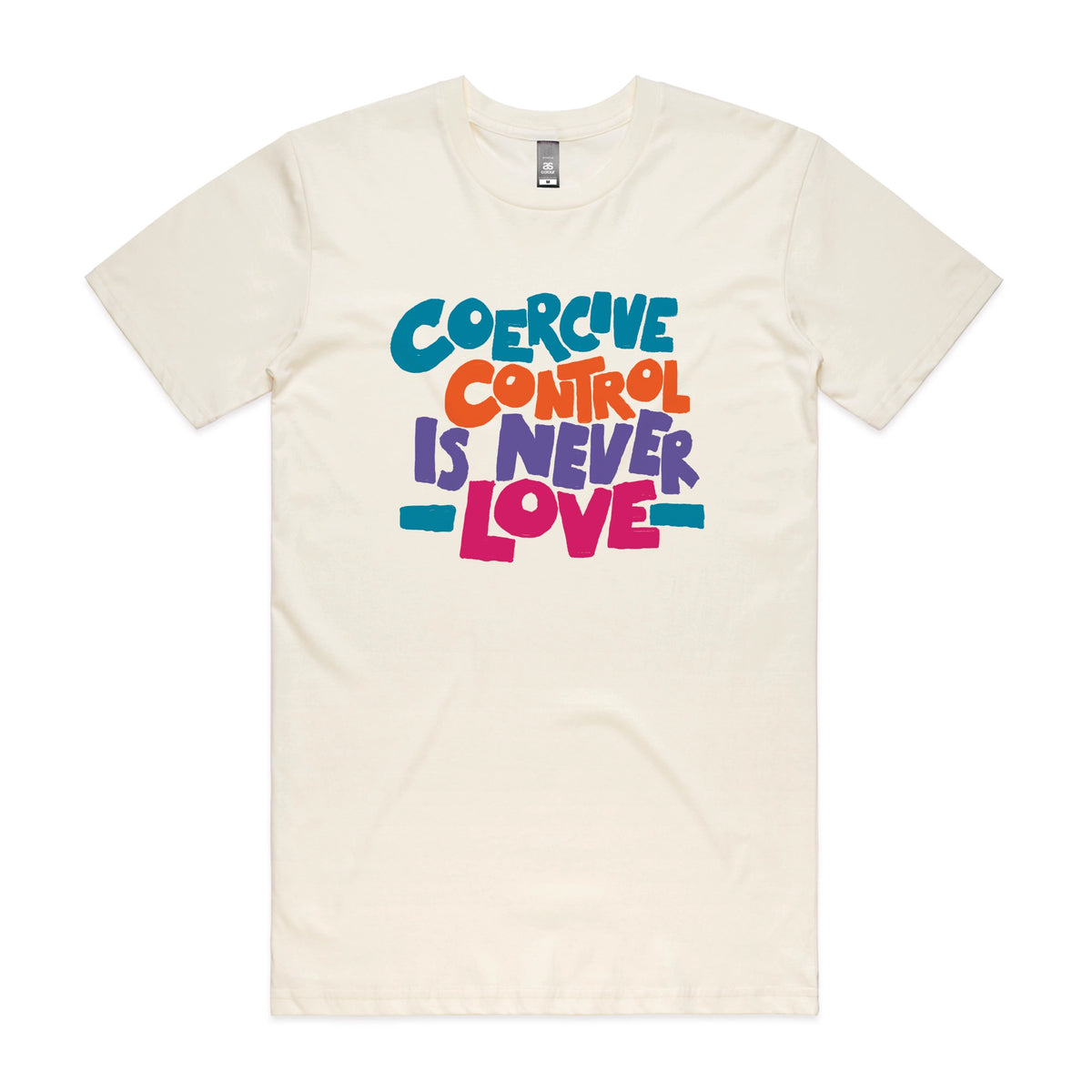 Ecru unisex t-shirt with Coercive Control graphic by Lonely Kids Club