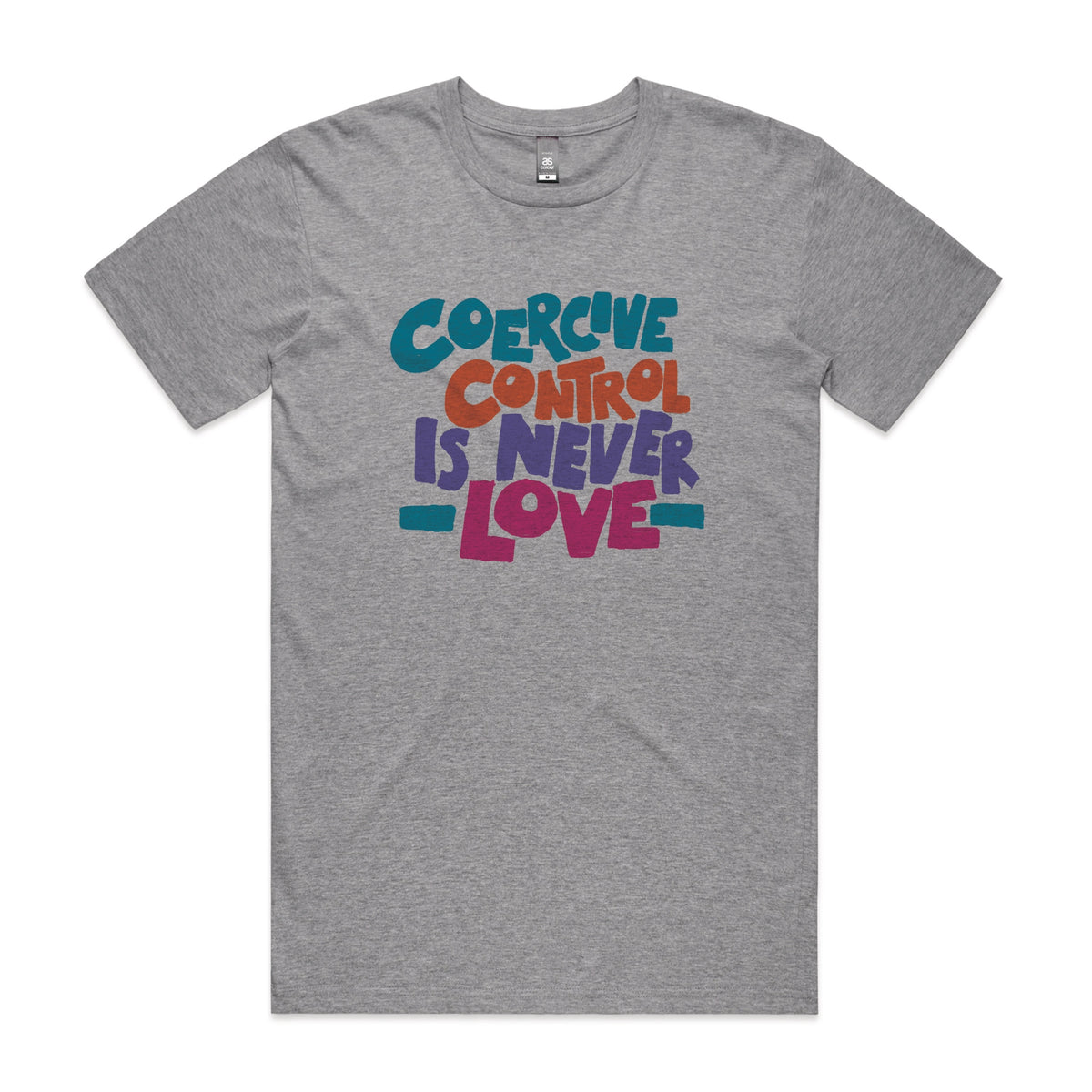 Grey Marle unisex t-shirt with Coercive Control graphic by Lonely Kids Club