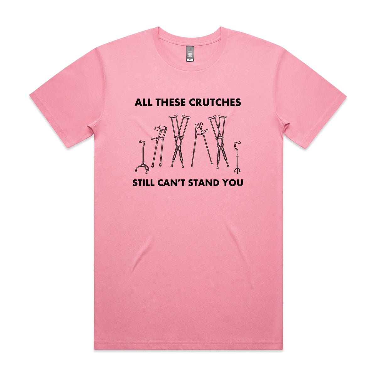 Bubblegum unisex t-shirt with All These Crutches graphic by Lonely Kids Club