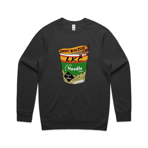 Cup Noodles Jumper by Lonely Kids Club. All clothing from our T-shirts to our shorts and hoodies are ethically made, and printed packed and shipped from Sydney.