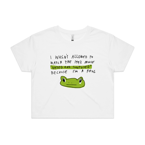Dazed and Confused Frog Tee by Lonely Kids Club. All clothing from our T-shirts to our shorts and hoodies are ethically made, and printed packed and shipped from Sydney.