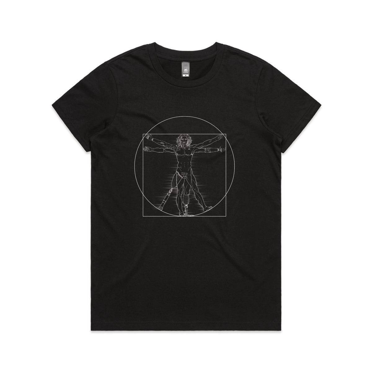 Black fitted womens t-shirt with I Deal Man graphic by Lonely Kids Club