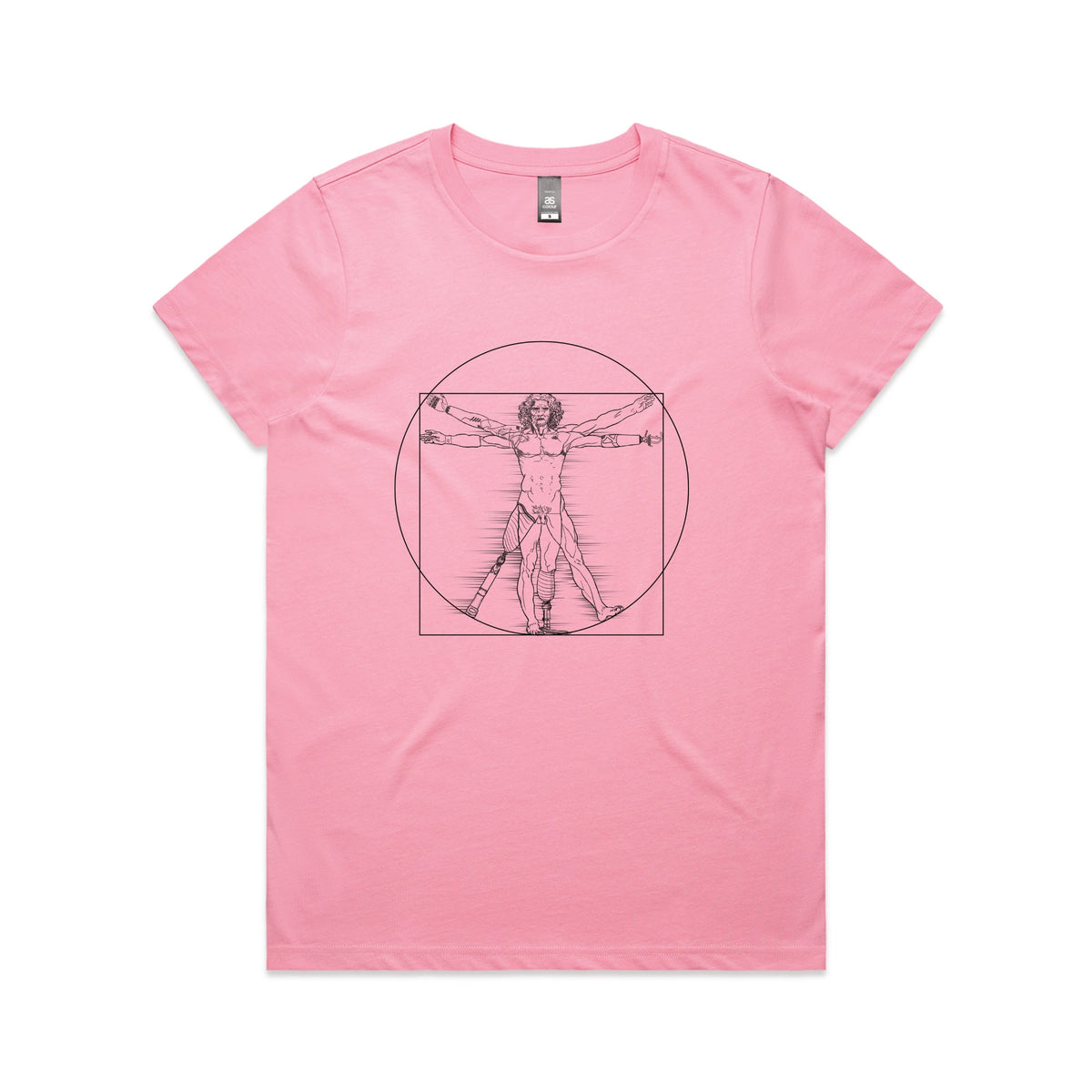 Bubblegum fitted womens t-shirt with I Deal Man graphic by Lonely Kids Club