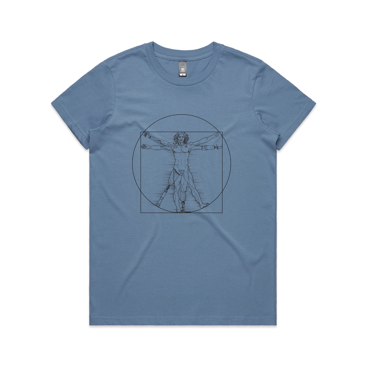 Carolina Blue fitted womens t-shirt with I Deal Man graphic by Lonely Kids Club