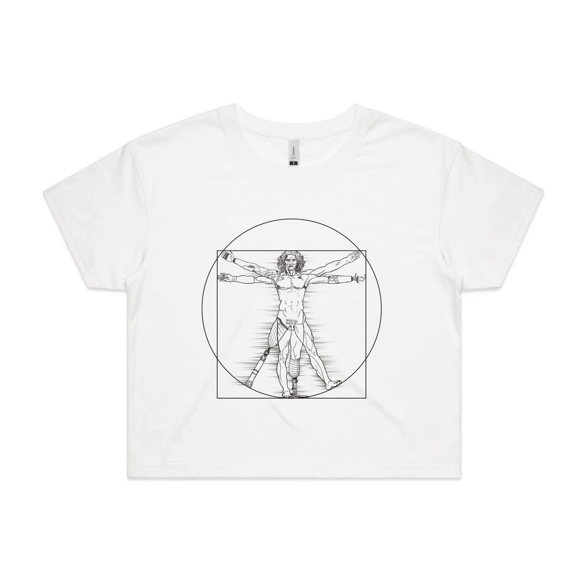 White crop top with I Deal Man graphic by Lonely Kids Club