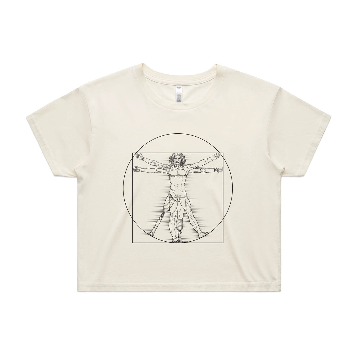 Ecru crop top with I Deal Man graphic by Lonely Kids Club