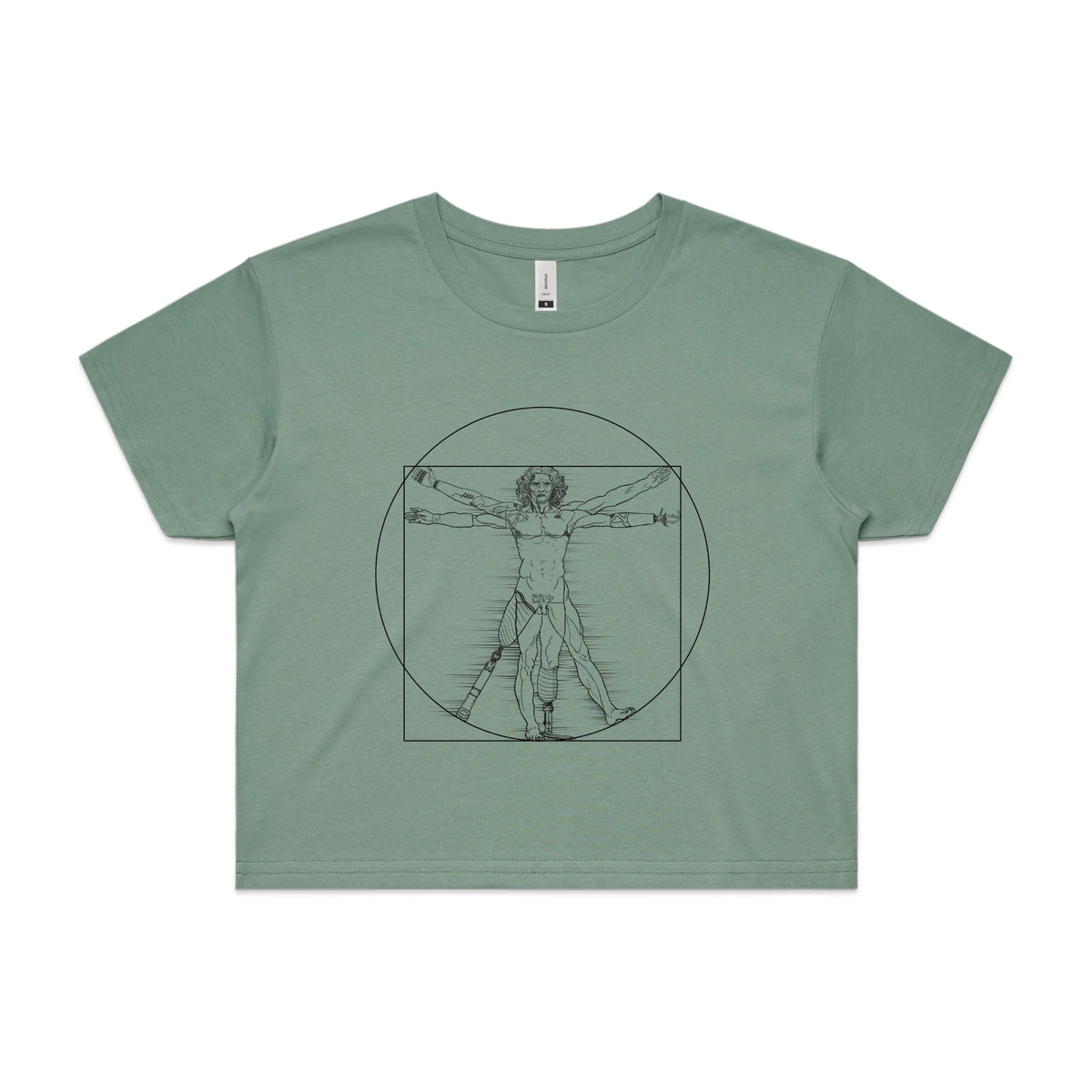 Sage crop top with I Deal Man graphic by Lonely Kids Club