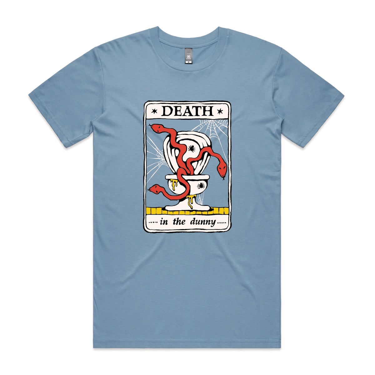 Carolina Blue unisex t-shirt with Death Tarot graphic by Lonely Kids Club