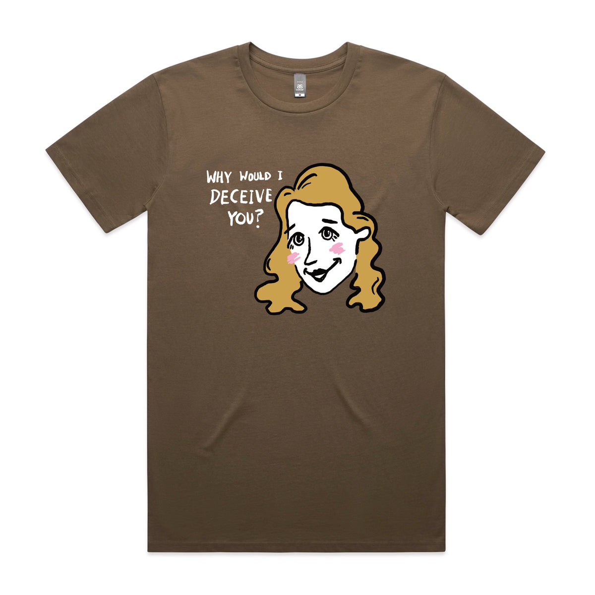 Walnut unisex t-shirt with Deceive You graphic by Lonely Kids Club