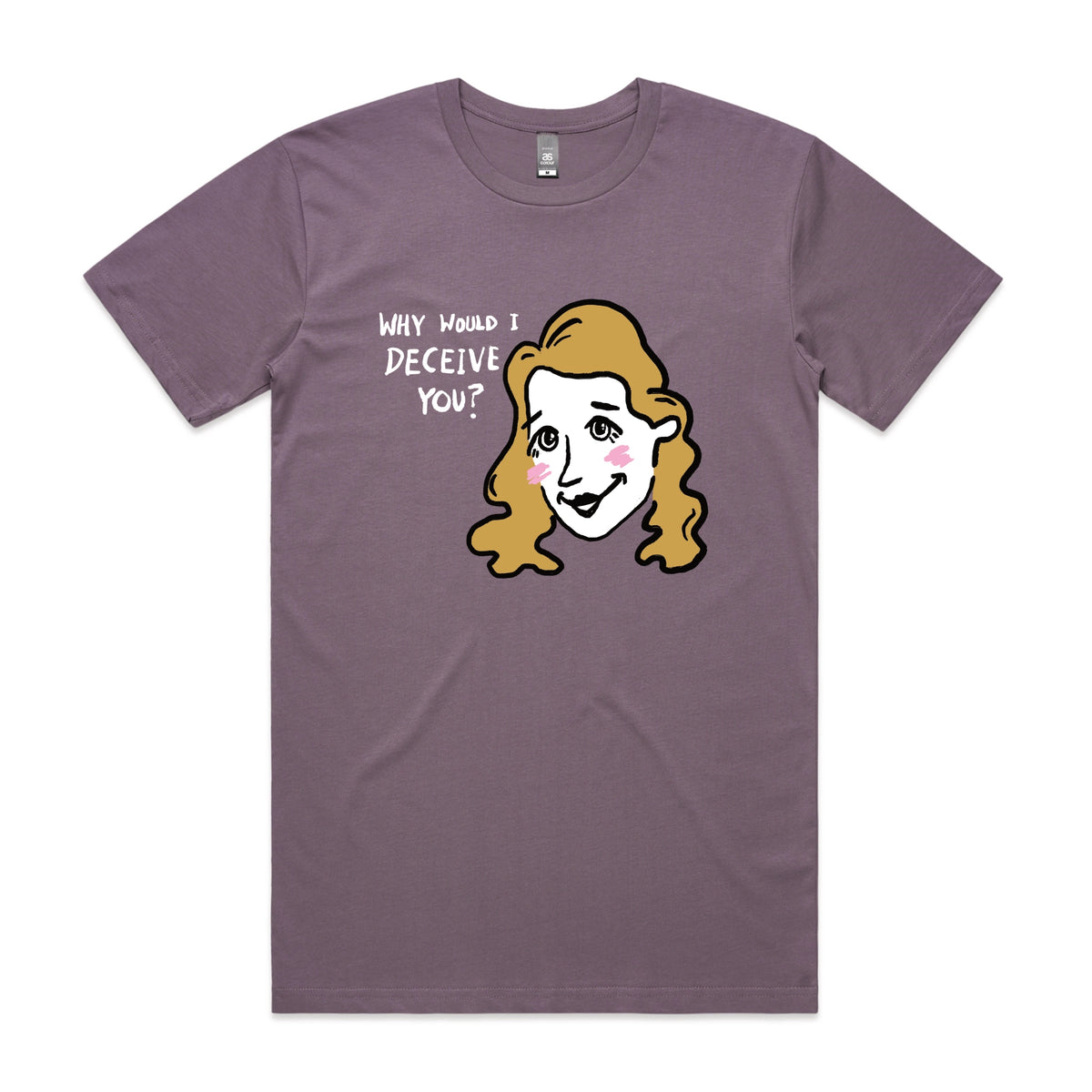 Mauve unisex t-shirt with Deceive You graphic by Lonely Kids Club