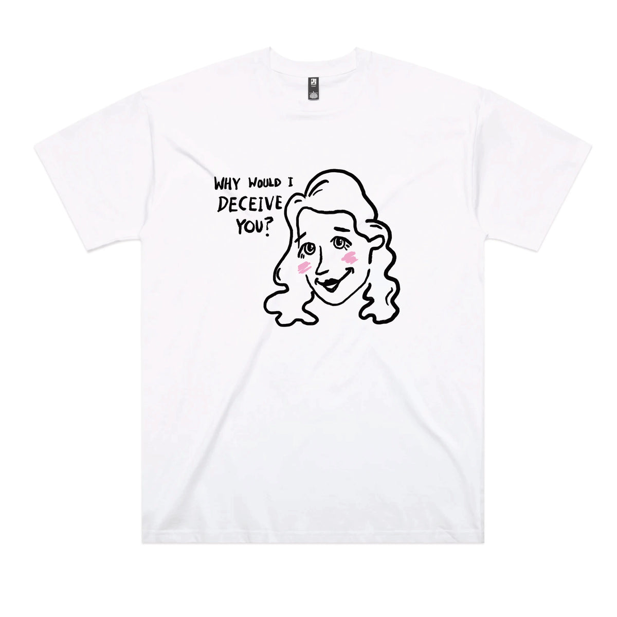 White oversized t-shirt with Deceive You graphic by Lonely Kids Club