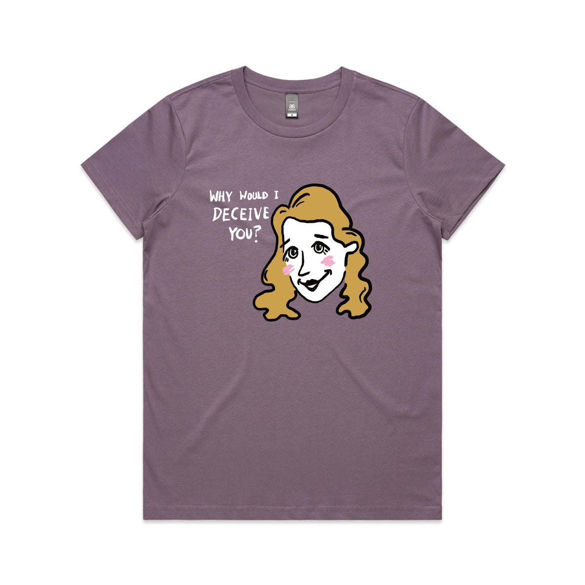 Mauve fitted womens t-shirt with Deceive You graphic by Lonely Kids Club