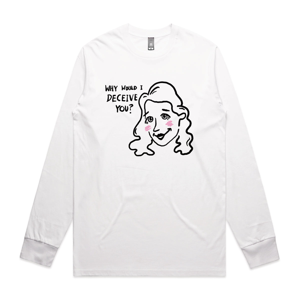 White long sleeve t-shirt with Deceive You graphic by Lonely Kids Club