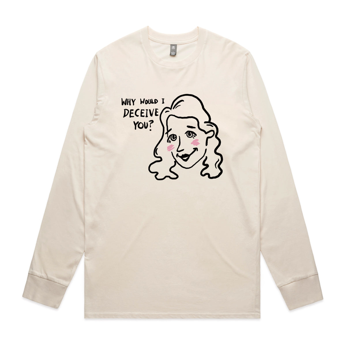 Ecru long sleeve t-shirt with Deceive You graphic by Lonely Kids Club
