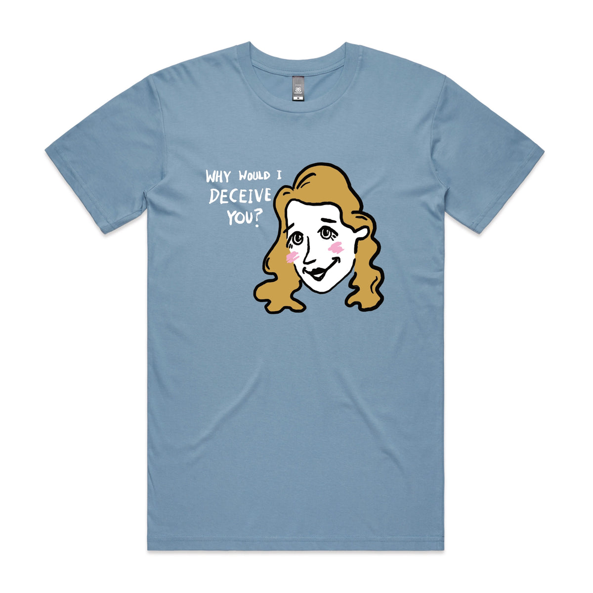 Carolina Blue unisex t-shirt with Deceive You graphic by Lonely Kids Club