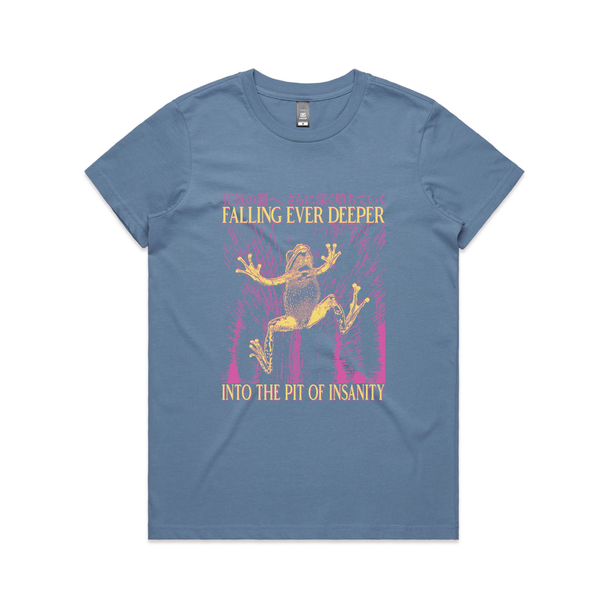 Carolina Blue fitted womens t-shirt with Falling Ever Deeper graphic by Lonely Kids Club