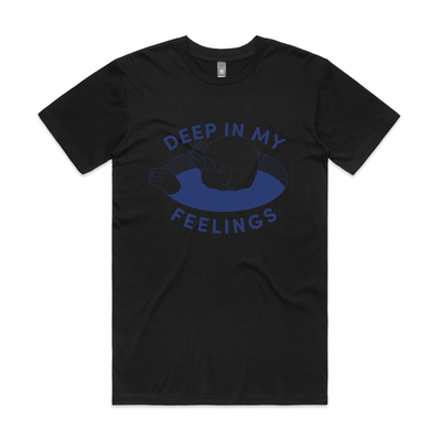 Deep In My Feelings Tee by Lonely Kids Club. All clothing from our T-shirts to our shorts and hoodies are ethically made, and printed packed and shipped from Sydney.