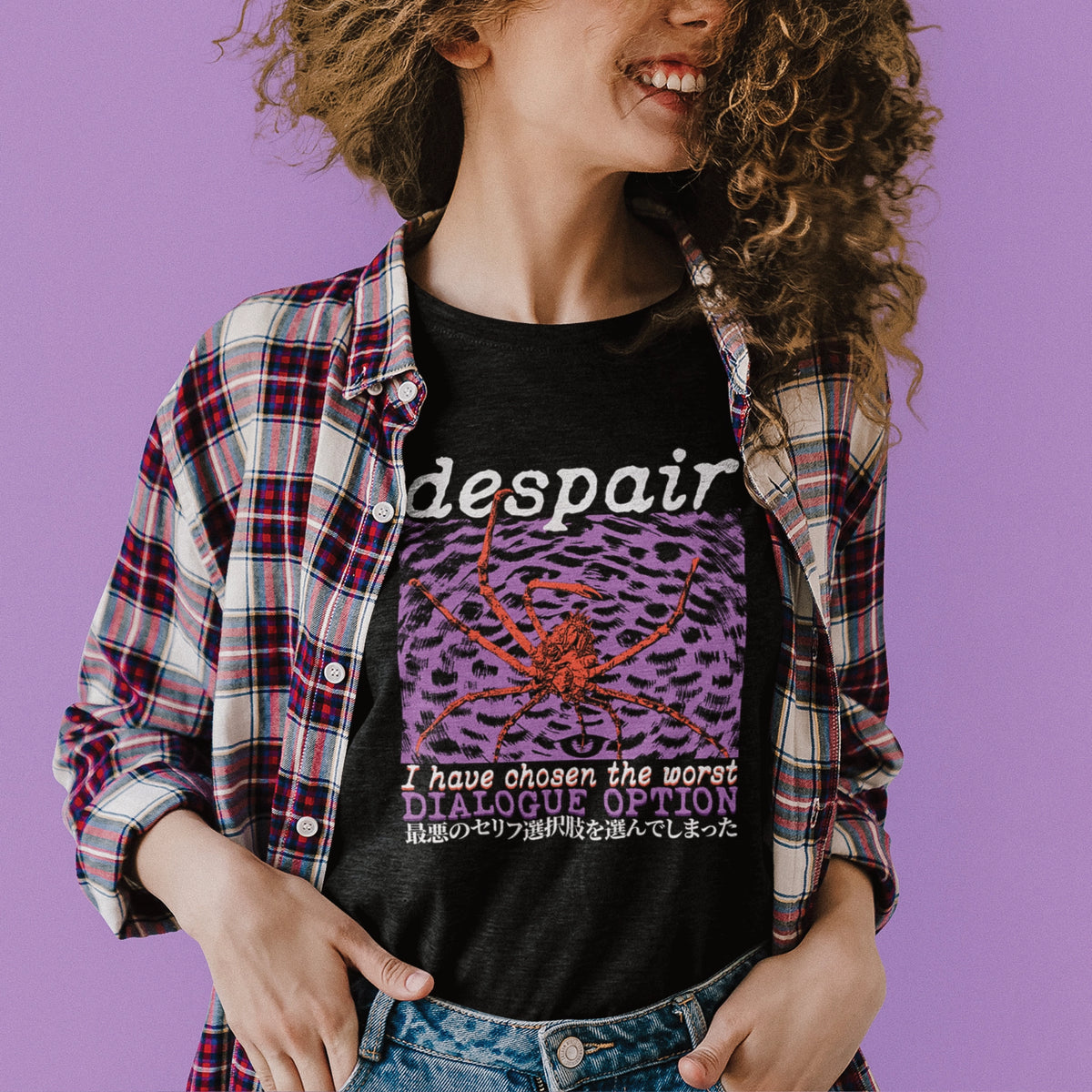 Black unisex t-shirt with Despair graphic by Lonely Kids Club