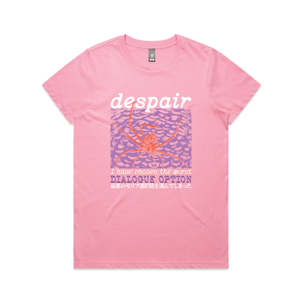 Bubblegum fitted womens t-shirt with Despair graphic by Lonely Kids Club