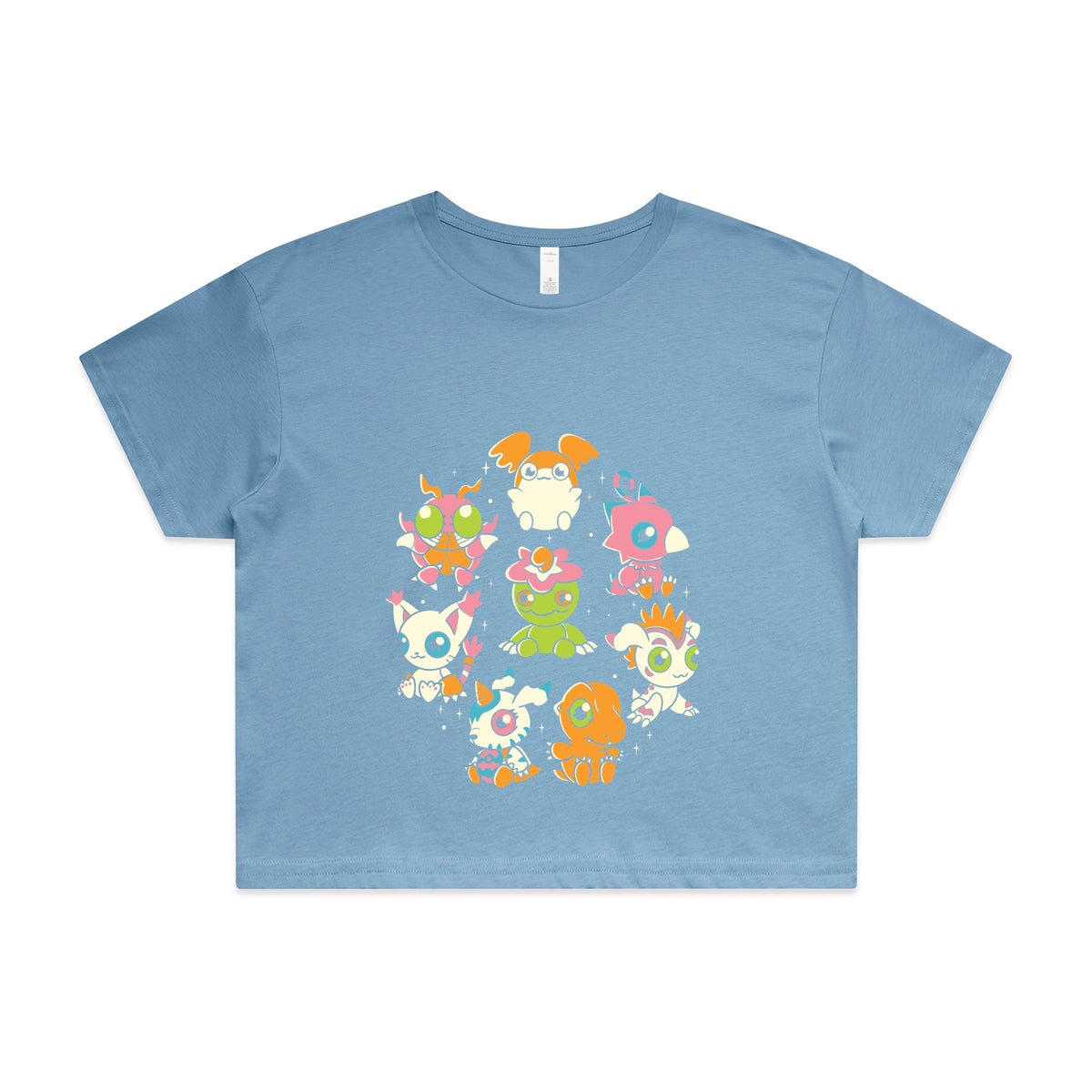 Carolina Blue crop top with Digicute graphic by Lonely Kids Club