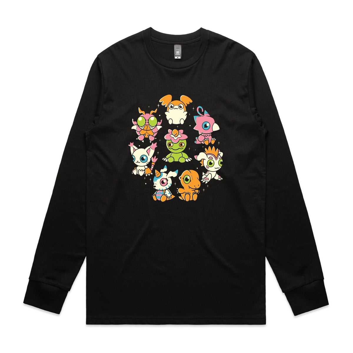 Black long sleeve t-shirt with Digicute graphic by Lonely Kids Club