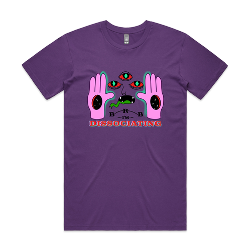 Dissociating Tee by Lonely Kids Club. All clothing from our T-shirts to our shorts and hoodies are ethically made, and printed packed and shipped from Sydney.
