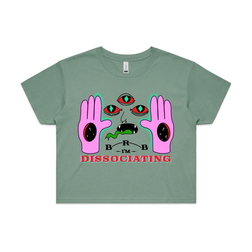 Dissociating Tee by Lonely Kids Club. All clothing from our T-shirts to our shorts and hoodies are ethically made, and printed packed and shipped from Sydney.