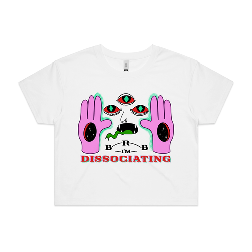 Dissociating Tee by Lonely Kids Club. All clothing from our T-shirts to our shorts and hoodies are ethically made, and printed packed and shipped from Sydney.