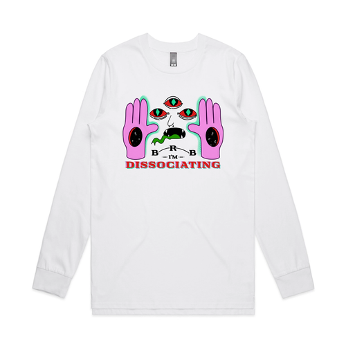 Dissociating Tee by Lonely Kids Club. All clothing from our T-shirts to our shorts and hoodies are ethically made, and printed packed and shipped from Sydney.