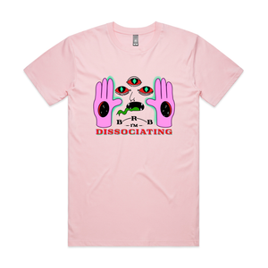Dissociating Tee by Lonely Kids Club. All clothing from our T-shirts to our shorts and hoodies are ethically made, and printed packed and shipped from Sydney.